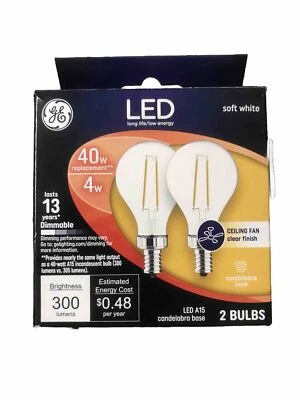 GE LED Light Bulbs, 40w, Soft White, Decorative Clear Finish Sm. Base (2 Pack) - Image 1 of 2