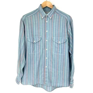 LEVIS Langarm Button Down Hemd Herren Größe L Vintage 80er blau rot gestreift Y2K - Bild 1 von 11