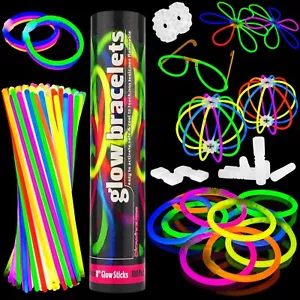 Premium Glow Sticks Bracelets Party Pack High Quality Superbright 205 Pcs UK - Picture 1 of 12