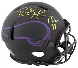 Randy Moss & Justin Jefferson Signed Eclipse F/S Speed Proline Helmet BAS Wit - Picture 1 of 3