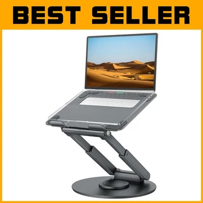 Ergonomic Telescopic Laptop Stand with 360° Swivel - Height Adjustable Gray - Image 1 of 4
