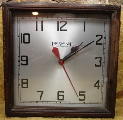 INGRAHAM EE. UU. Industrial/Fábrica Grande 15"X15" Reloj de Pared Piezas/Reparación Foto 1 de 4