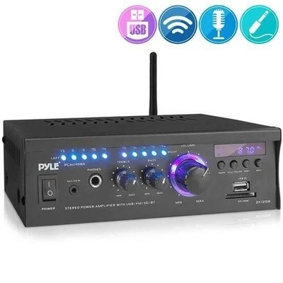 Pyle Wireless Power Amplifier Home Audio Bluetooth Receiver System PCAU46BA - Image 1 of 4