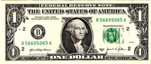 $1 2021 Fancy Serial B56605065A - Imagen 1 de 1