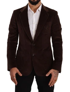Dolce & Gabbana Brown Corduroy Slim Fit Coat DG Logo Men's Blazer Authentic - Picture 1 of 6