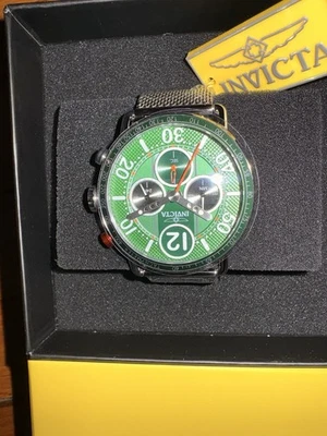 Invicta男士腕表44毫米Speedway GEARSHIFT计时腕表绿色表盘银色腕表 — 第 1/4 张图片