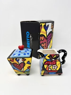 ROMERO BRITTO CREAMER and  SUGAR SET: A NEW DAY HEART & APPLE - NEW IN BOX - Image 1 of 4