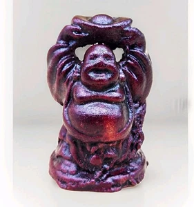 VTG Red Laughing Buddha Resin Figurine Pendant Holding an Ingot, Tiny-1.25" EUC - Picture 1 of 10