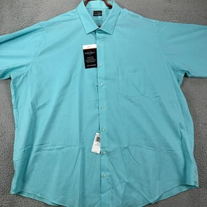 Van Heusen Everyday Defense Shirt Dress Mens 20 34-35 Opal Big Fit Stretch NEW - Picture 1 of 10