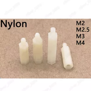 M2 M2.5 M3 M4 Male-Female White Nylon Hex Column Standoff Support Spacer Pillar - Picture 1 of 6