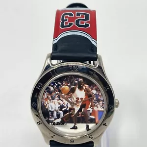 Vintage Wilson Michael Jordan Watch Men 38mm Silver Tone #23 New Battery 9.5" - Picture 1 of 19