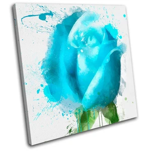 Blue Rose Floral SINGLE CANVAS WALL ART Picture Print VA - Picture 1 of 1