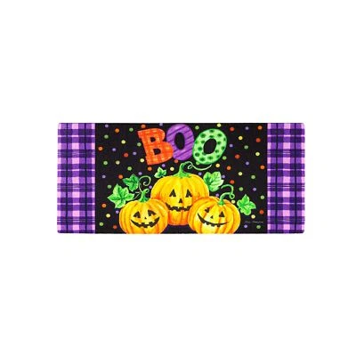 EVERGREEN FLAG & GARDEN Boo Jack-o-Lanterns Sassafras Switch Mat,10x22 Inches