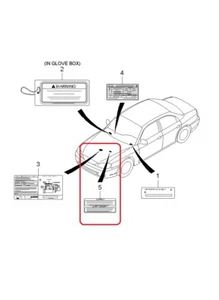 ETIQUETA - Bolsa de aire Precaución GENUINA KIA 0K04L57K91 Se adapta a 00-05 Rio, 95-01 Sephia - Imagen 1 de 3