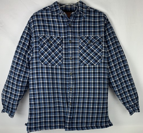 VETEMENTS Buckhorn River Camicia Uomo Giacca Flanella M Blu Isolata Trapuntata Plaid Outdoor