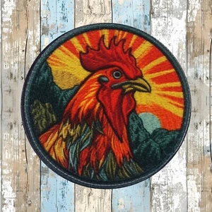 Parche de gallo apliques artesanales para planchar, insignia de animales de granja, pluma de pollo - Imagen 1 de 16