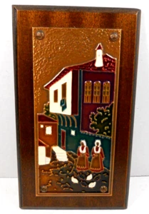 Placa colgante de pared de cobre recuerdo Grecia griega vintage decoración de viaje - Imagen 1 de 7