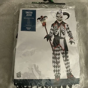 Sinister Jester Halloween Costume Kids Medium 8-10 Scary Halloween Outfit New!! - Picture 1 of 8