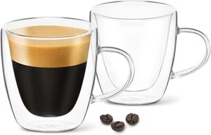 DLux Espresso Coffee Cups 3oz, Double Wall, Clear Glass Set of 2 - Imagen 1 de 5
