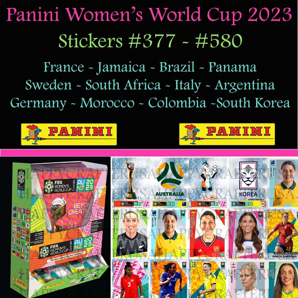 Panini FIFA Women's World Cup 2023 - Stickers #377 - #580 **US Seller** - Image 1 of 1