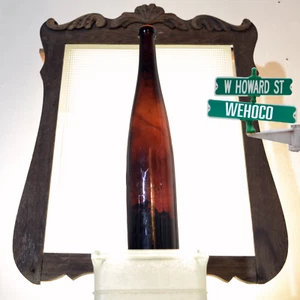 Antique Amber Brown Glass Hock Wine Bottle Approximately 14.75" T - 24 Fluid Oz - Picture 1 of 4