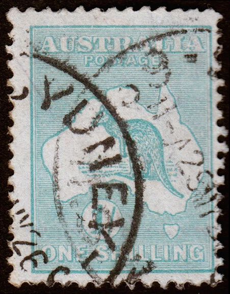 Australia Scott 51b, Die IV, Verde Azul (1916) Usado F M - Imagem 1 de 1