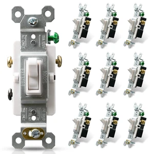3 Way Toggle Light Switch, 15 Amp, 120 V, Toggle Framed AC Quiet Switch, in Wall - Picture 1 of 7