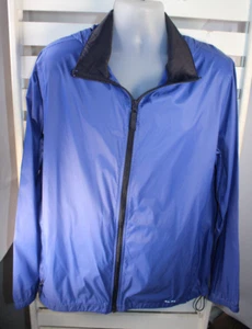 Lands End Mens Sz L Windbreaker Blue Hooded Lined Full Zip Pockets Rain Jacket - Picture 1 of 7