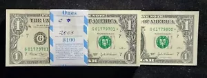 2003 $1 - 100 Note Star Pack Consecutive Serial #'s Chicago. F 1929 G☆. T8717 - Picture 1 of 4