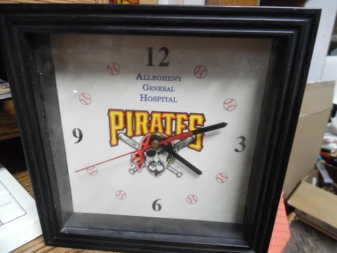 Pittsburgh Pirates black square wall shelf clock - allegheny general hospital Cover