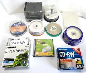 Mixed LOT of Blank Media DVD-R DVD-RW DVD+RW CD-R CD-RW Discs plus Jewel Boxes - Picture 1 of 6