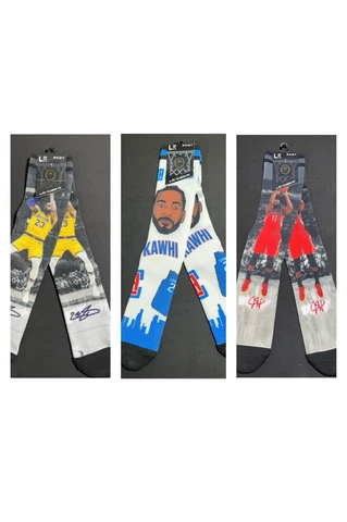 Men's NBA Player Crew Socks | LeBron LAL | Kawhi LAC | Harden HOU | Large | NEW Cover