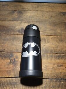 THERMOS BRAND FUNTAINER Vacuum Insulated Straw Bottle, 12-Ounce, Batman, Black