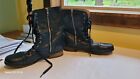Steve Madden Troopa Combat Boot Dark Blue Leather Zip Lace Up Womens Size 8.5