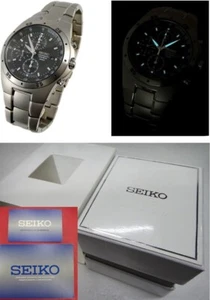 Seiko ⌀43mm Men's Titanium Chronograph 100M SND419P1 CHARCOAL DIAL JPN Quartz - Picture 1 of 9