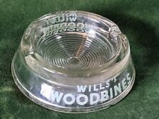 Vintage " Will's Woodbine's " 5" Round Glass Ashtray