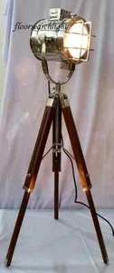 MODERN DESIGNER STUDIO TRIPOD FLOOR LAMP NAUTICAL SEARCHLIGHT SPOT LIGHT - Picture 1 of 7