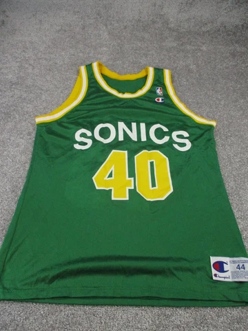 Vintage Champion Seattle Super Sonics Shawn Kemp Jersey Mens 44 Green Cover