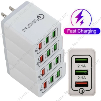 Cargador de pared USB de carga rápida QC 3.0 enchufe de bloque adaptador para iPhone/Samsung Foto 1 de 4