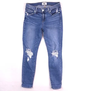 PAIGE Verdugo Ankle Womens Distressed Blue Jeans Size 29 ( Measures 29x27 ) - Picture 1 of 14