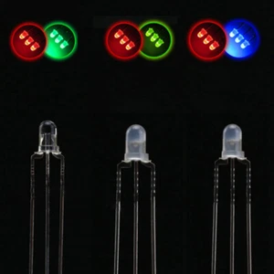 LED 3 mm 5 mm Zweifarbige LEDs Leuchtdioden Klare Gemeinsame Anode/Kathode - Bild 1 von 5