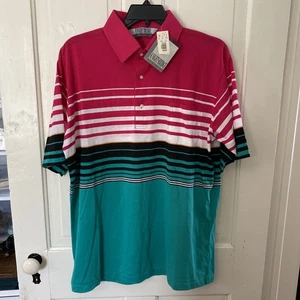 Neu mit Etikett neu aus altem Lagerbestand 90er Vintage Knightsbridge gestreiftes Golf Polo-Shirt Tasche 1X Papa Opa - Bild 1 von 8