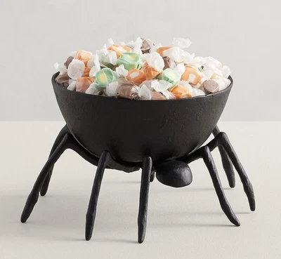 Pottery Barn Trick or Treat Metal SPIDER Large Candy Bowl Halloween Hand Cast - Image 1 of 4