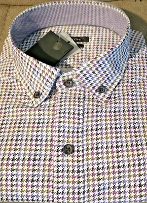 NWT Bugatchi men's Size L long sleeve button down shirt Performance 4-way Shape - Image 1 of 4