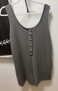 Natural Reflections Gray Romper with Buttons & Pockets Size L Large So Soft - Picture 1 of 3