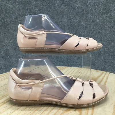 Earth Sandals Womens 9 B Aloha Casual Slip Ons Flats Pink Leather Peep Toe - image 1 of 4