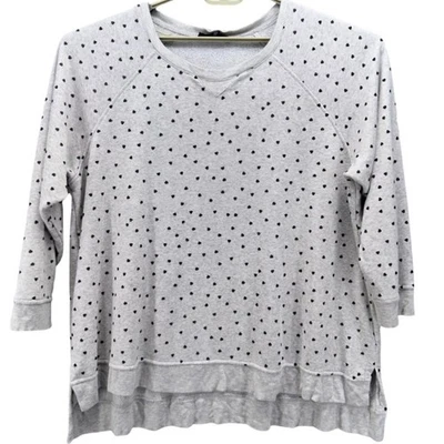 Suéter Jane + Delancey Mujer Talla 2X Estampado Corazón Dobladillo en Capas Manga 3/4 Top Foto 1 de 4