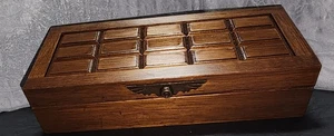 Vintage 1966 Royal London Ltd Wooden Jewelry Valet Box Carved Panel Lid Velvet  - Picture 1 of 9