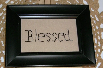 Primitivo MINI Cosidor "Bendito"--marco con vidrio + caballete de madera Foto 1 de 3