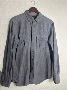 Eddie Bauer Shirt Mens M Gray Blue Long Sleeve Button Front Two Pocket Outdoor - Picture 1 of 17